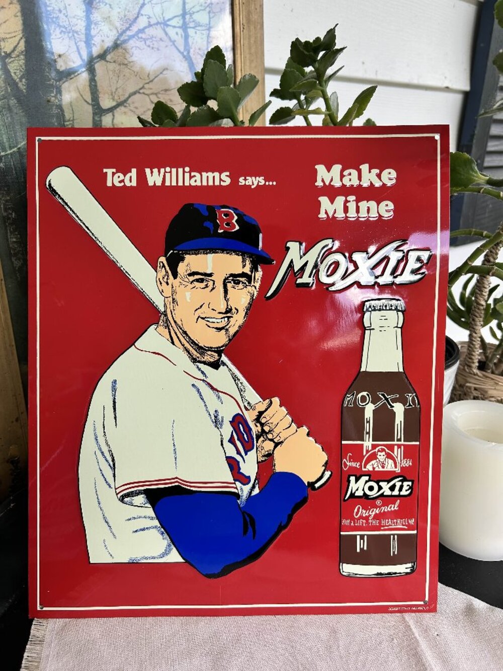 Vintage Style Ted Williams Moxie Metal Advertising Sign – Boston Red Sox America